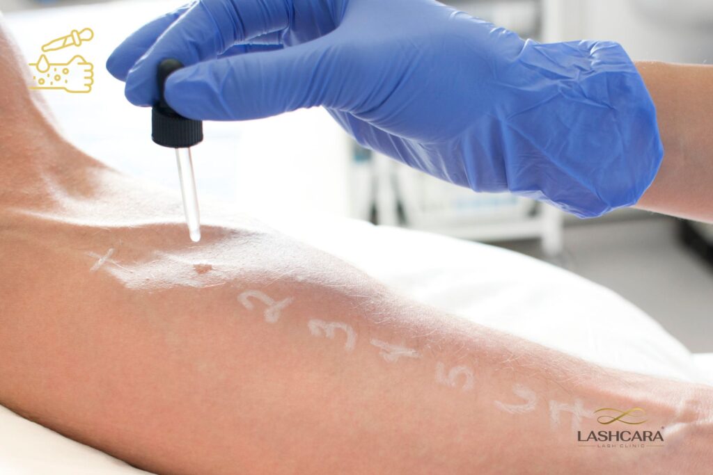 Patch test for Lash extension and lash lift at Lashcara