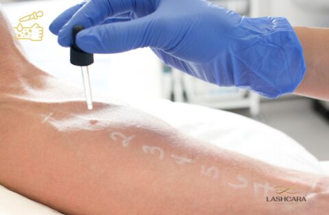 Patch test for Lash extension and lash lift at Lashcara