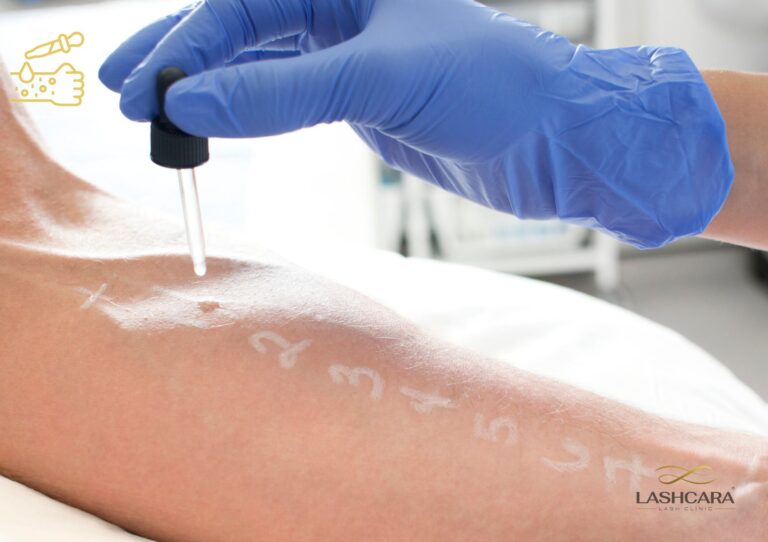 Patch test for Lash extension and lash lift at Lashcara